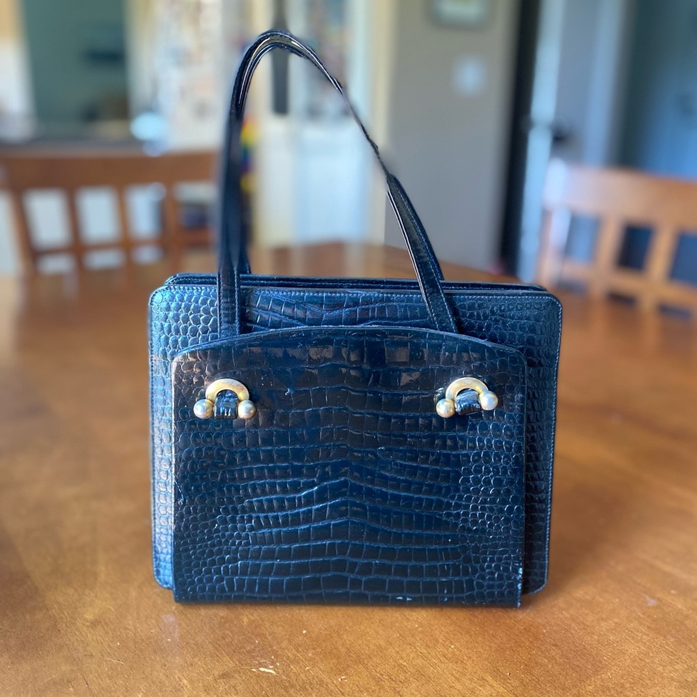 VINTAGE Harry Rosenfeld Faux Crocodile Handbag